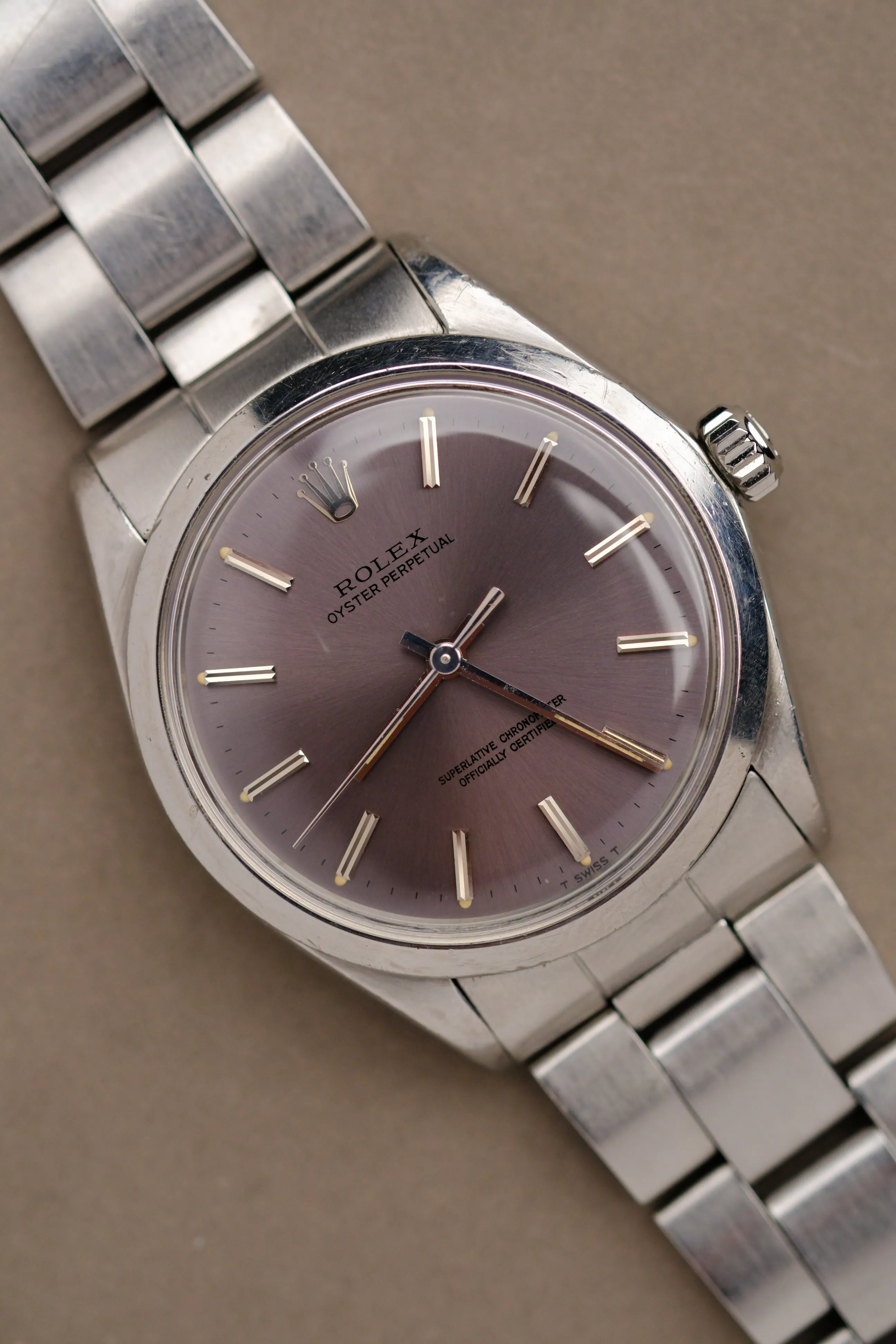 Rolex Oyster Date 1002 Lavender Dial w/ Service Paper - 1968
