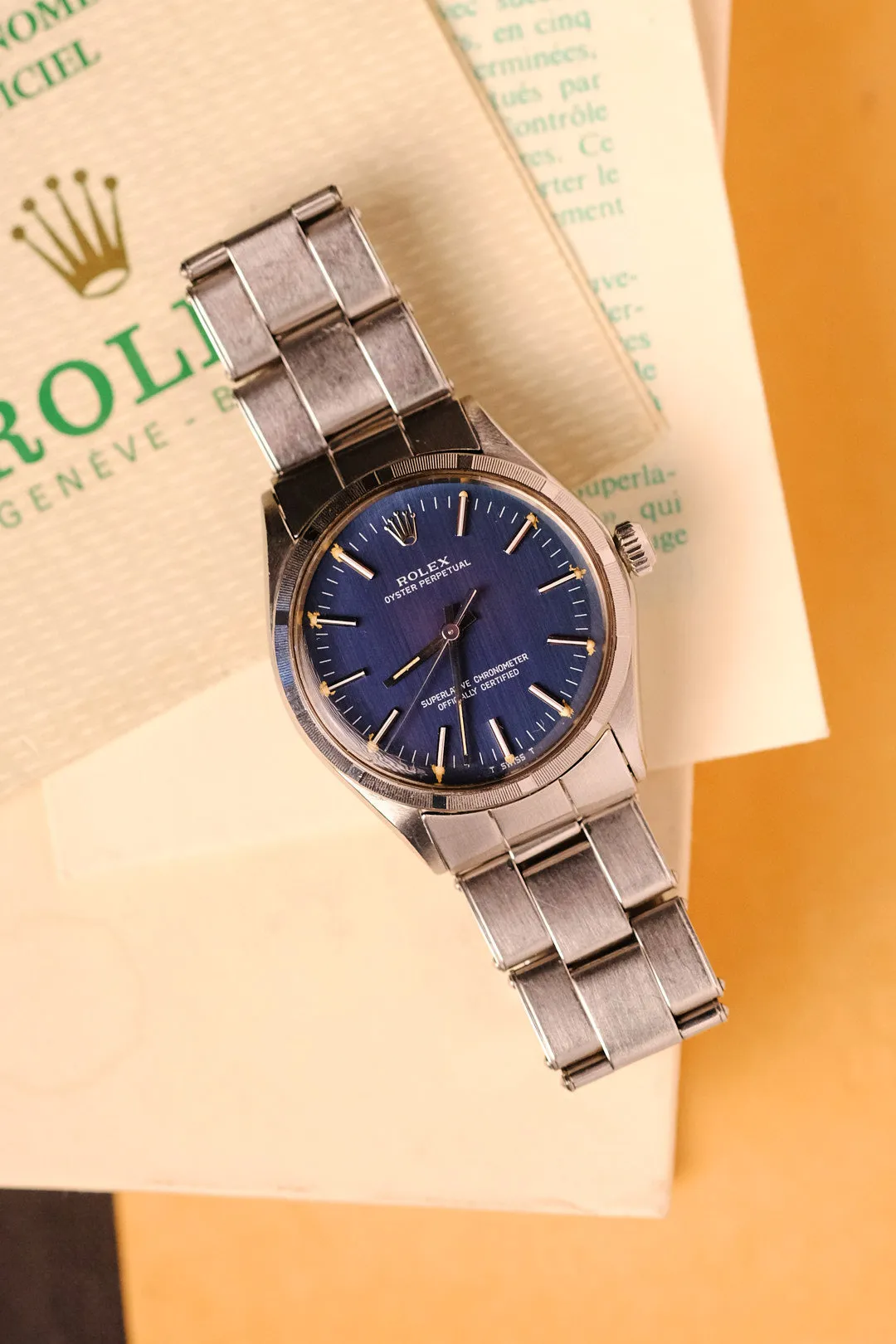 Rolex Oyster Perpetual Blue 1003 Blue Brushed Dial w/Papers - 1972