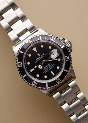 Rolex Submariner 16800 Satin Dial w/Cream Patina & Service Papers - 1986