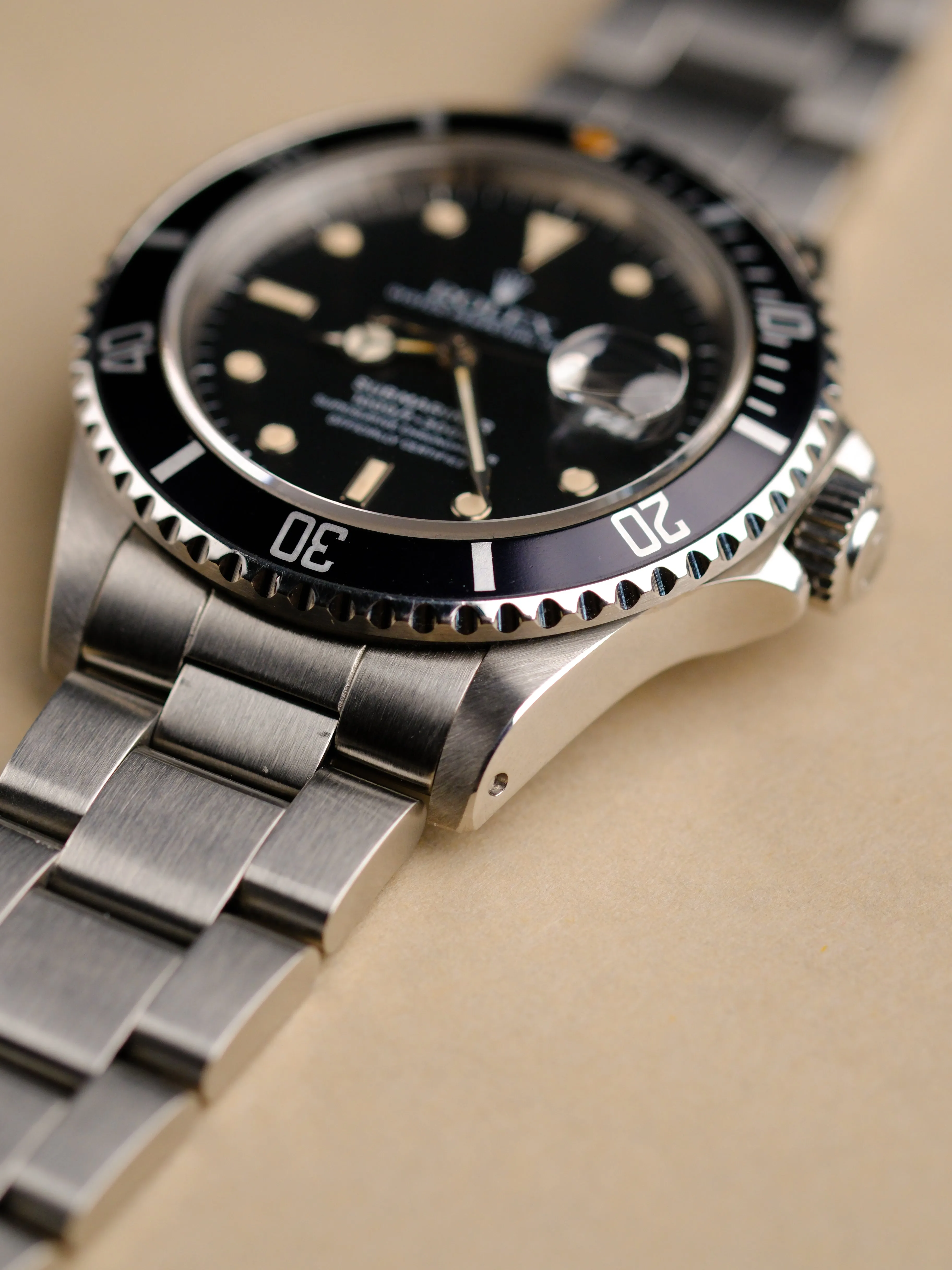 Rolex Submariner 16800 Satin Dial w/Cream Patina & Service Papers - 1986