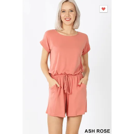 ROMPER WITH ELASTIC WAIST & BACK KEYHOLE OPENING