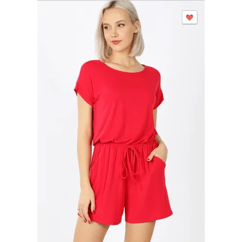 ROMPER WITH ELASTIC WAIST & BACK KEYHOLE OPENING