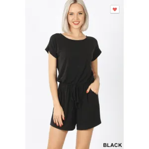 ROMPER WITH ELASTIC WAIST & BACK KEYHOLE OPENING