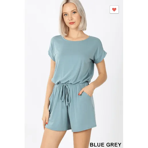 ROMPER WITH ELASTIC WAIST & BACK KEYHOLE OPENING