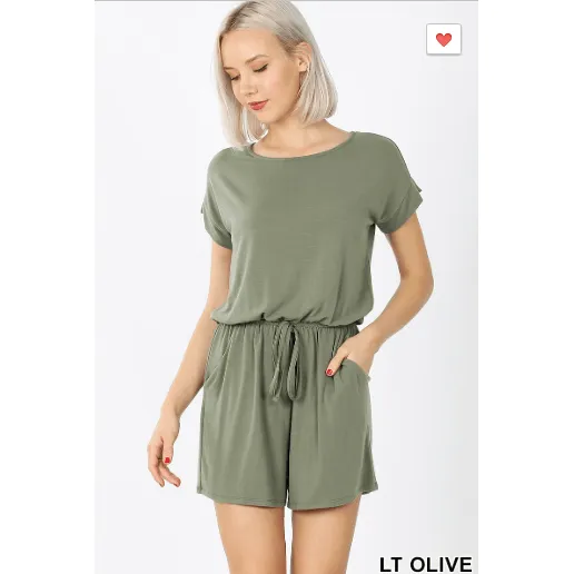 ROMPER WITH ELASTIC WAIST & BACK KEYHOLE OPENING