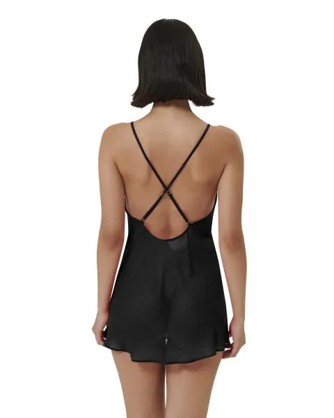 Rosalie Short Chemise - Black/Sheer -
