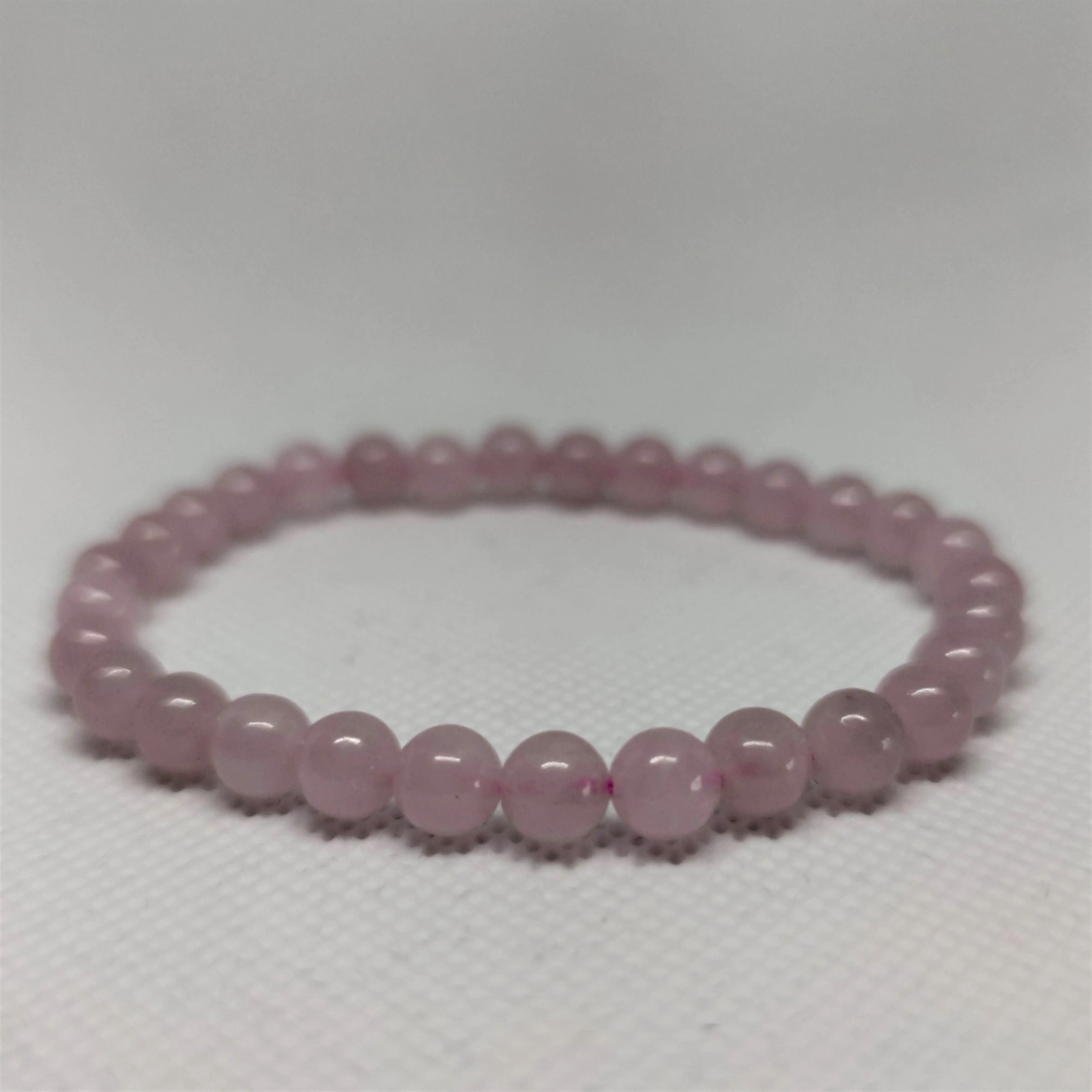Rose Quartz Round Bead Crystal Bracelet