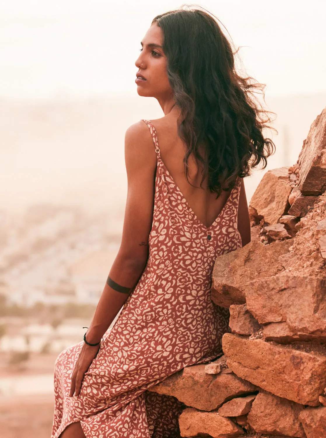 Roxy Stay Sunny Slip Dress - Russet Free Fallin Floral Fresh