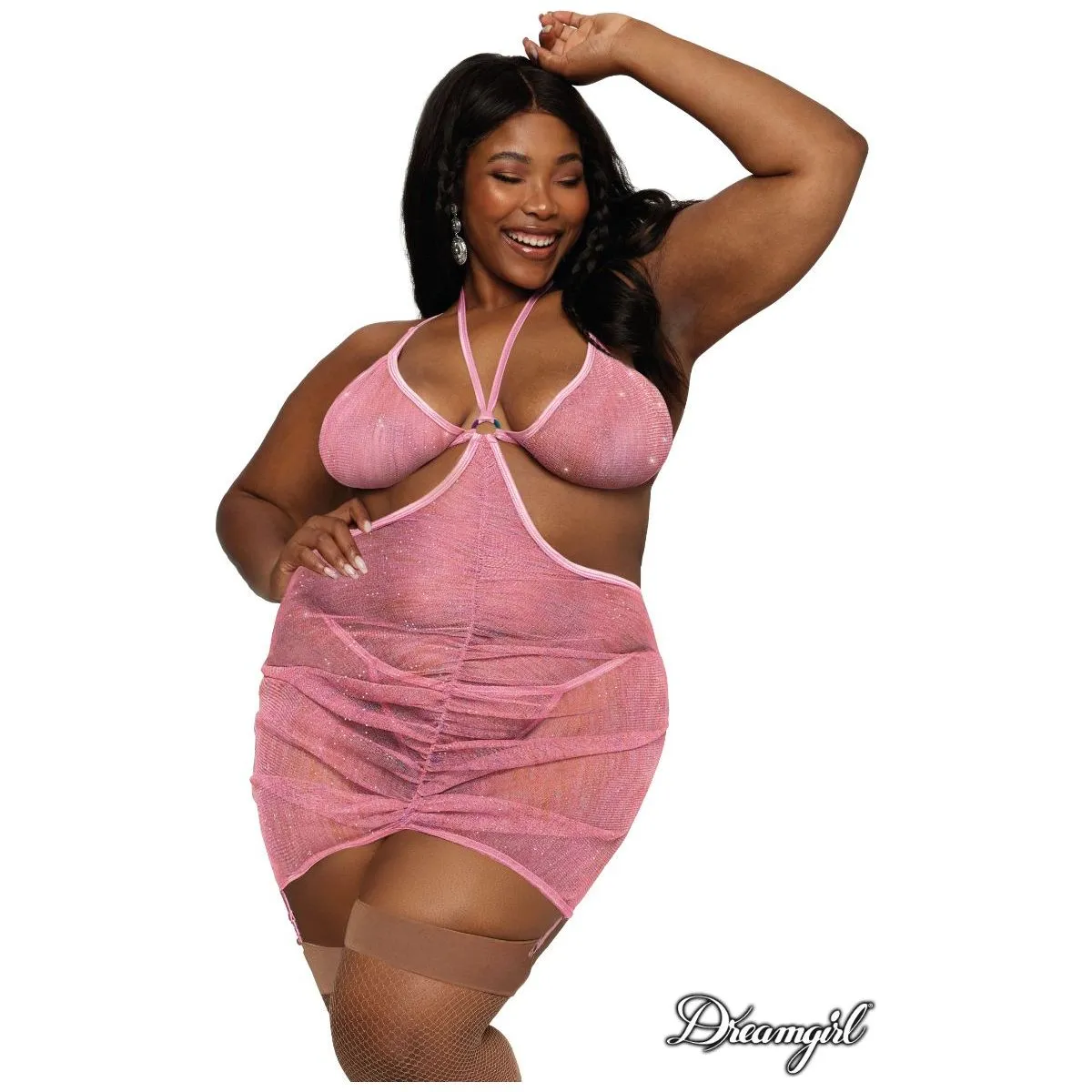 Ruched Glitter Garter Slip by Dreamgirl