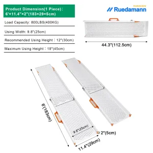 Ruedamann® 11.4" W Aluminum Wheelchair Ramp Wider Design 1 set