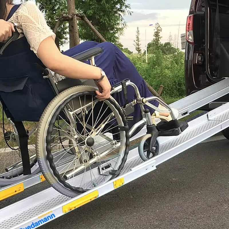 Ruedamann® 8.9" W Adjustable Three Section Wheelchair Ramp 1 Set