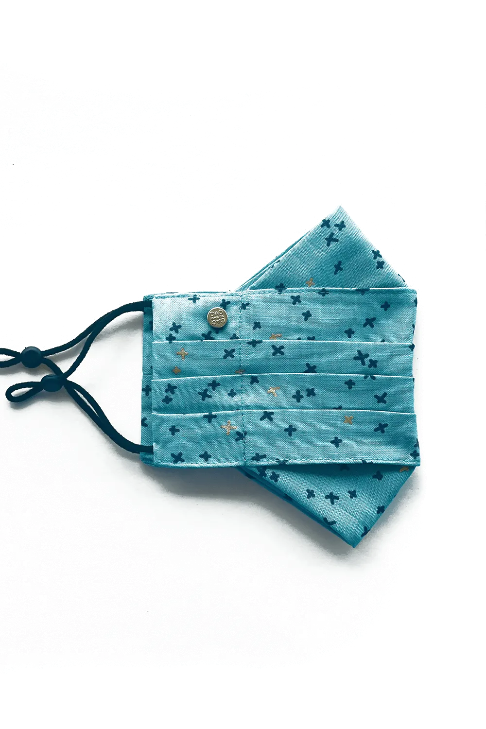 Safely Sip Mask Aqua Blue X Print