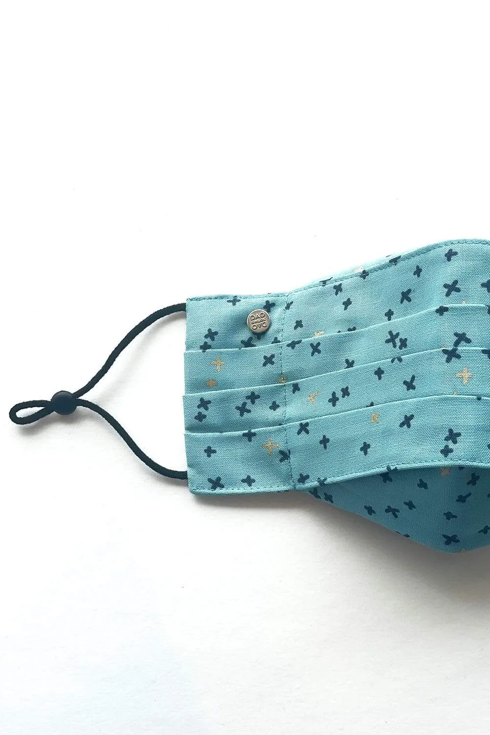 Safely Sip Mask Aqua Blue X Print