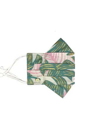 Safely Sip Mask Golden Pink Green Palm