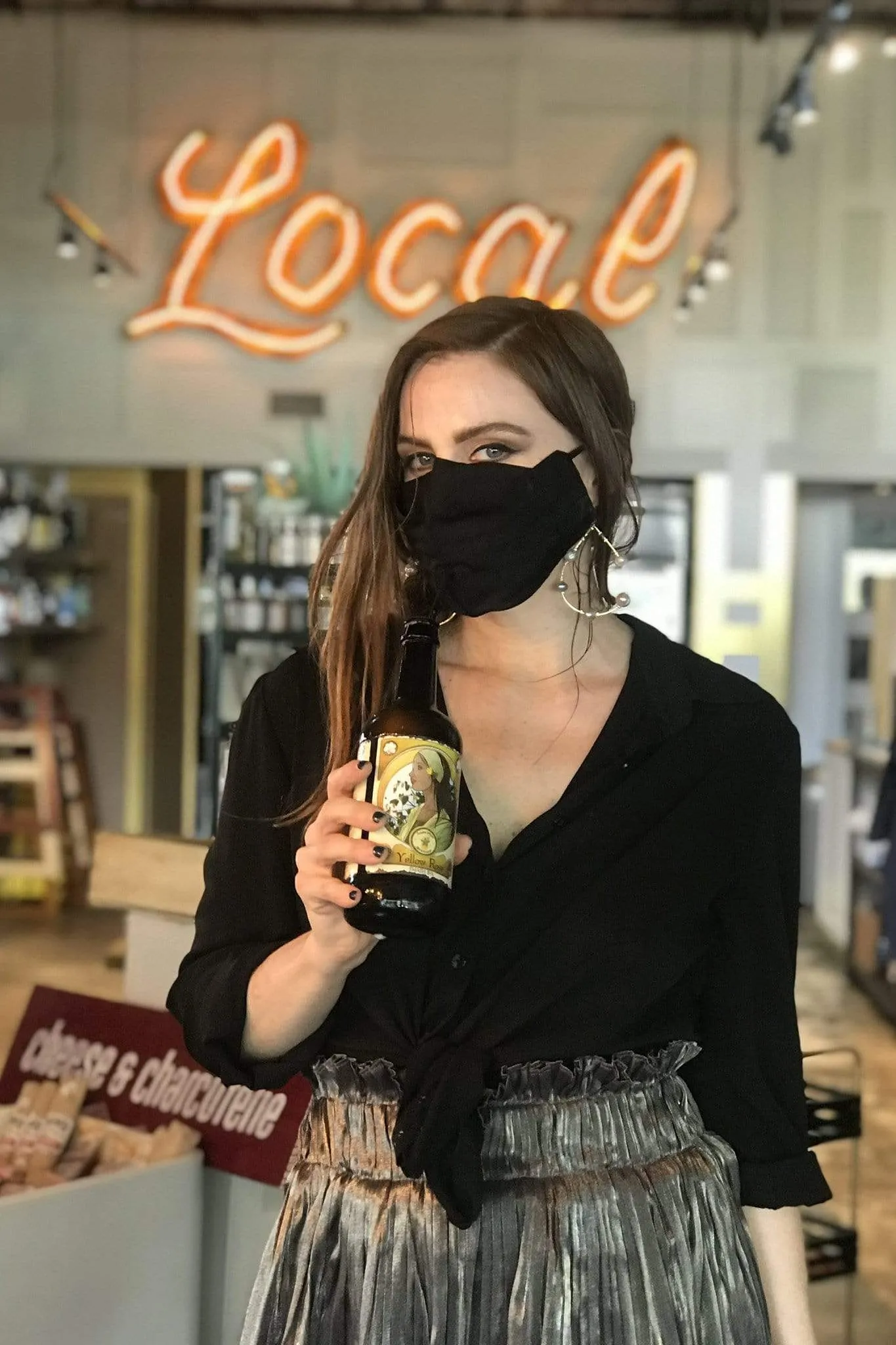 Safely Sip Mask in Ice Blue Gingham