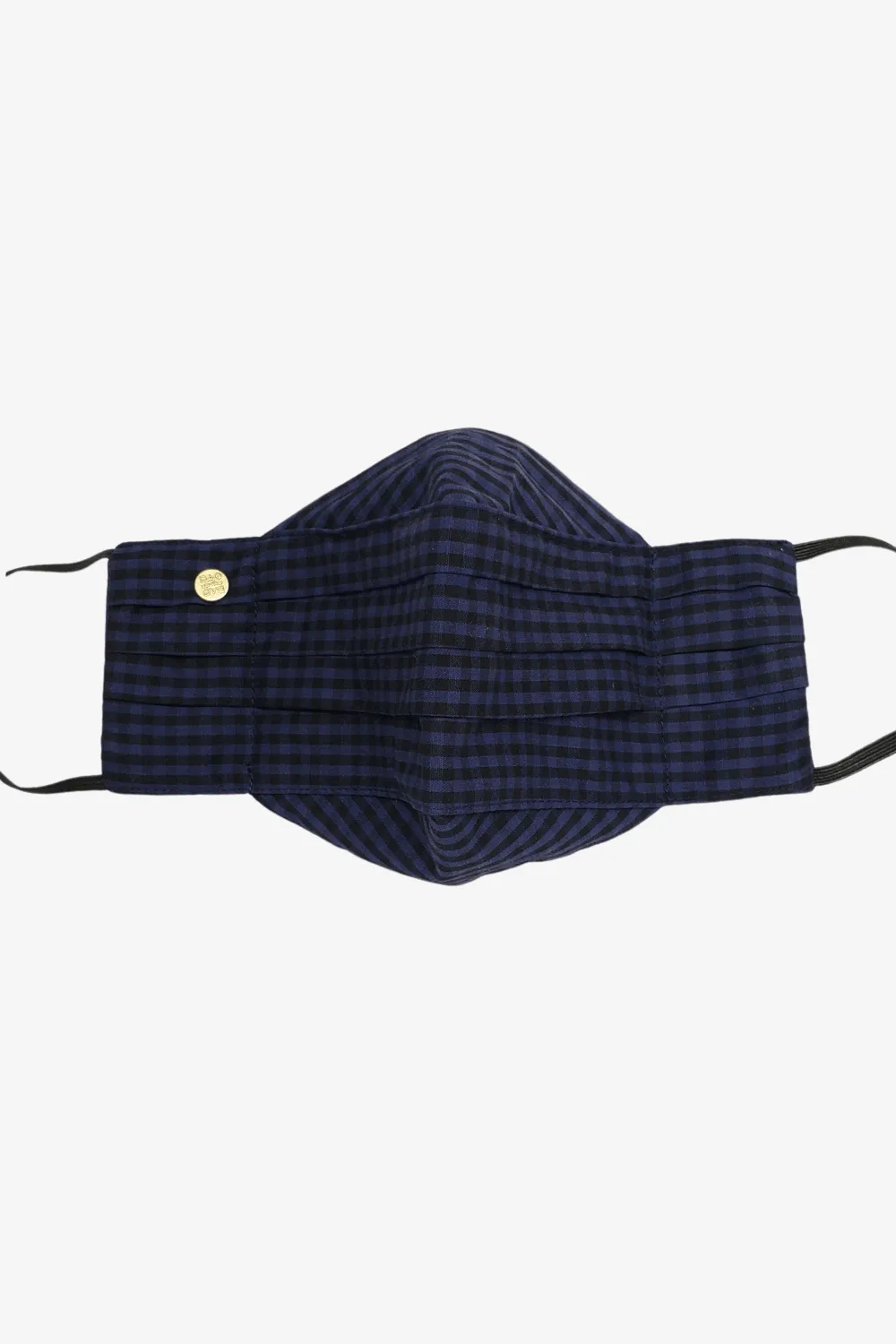 Safely Sip Mask in Navy and Black Gingham