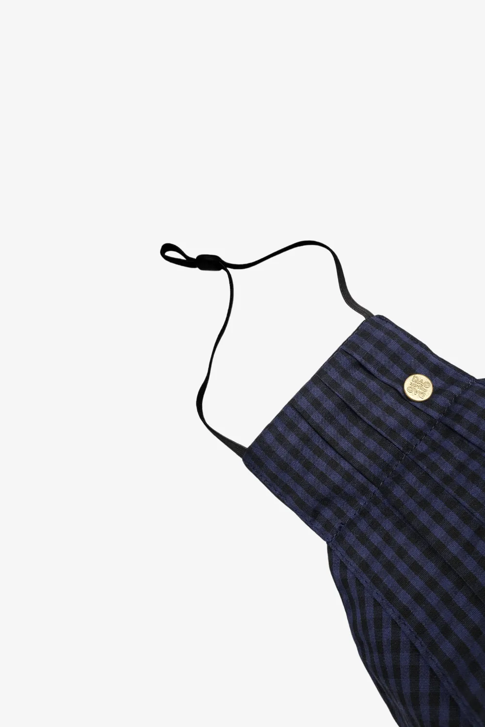 Safely Sip Mask in Navy and Black Gingham