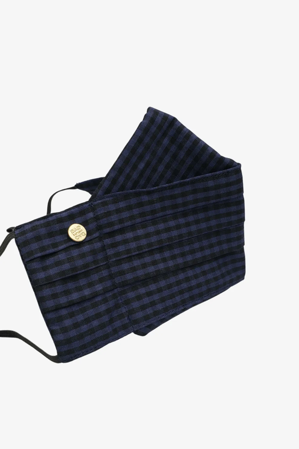 Safely Sip Mask in Navy and Black Gingham