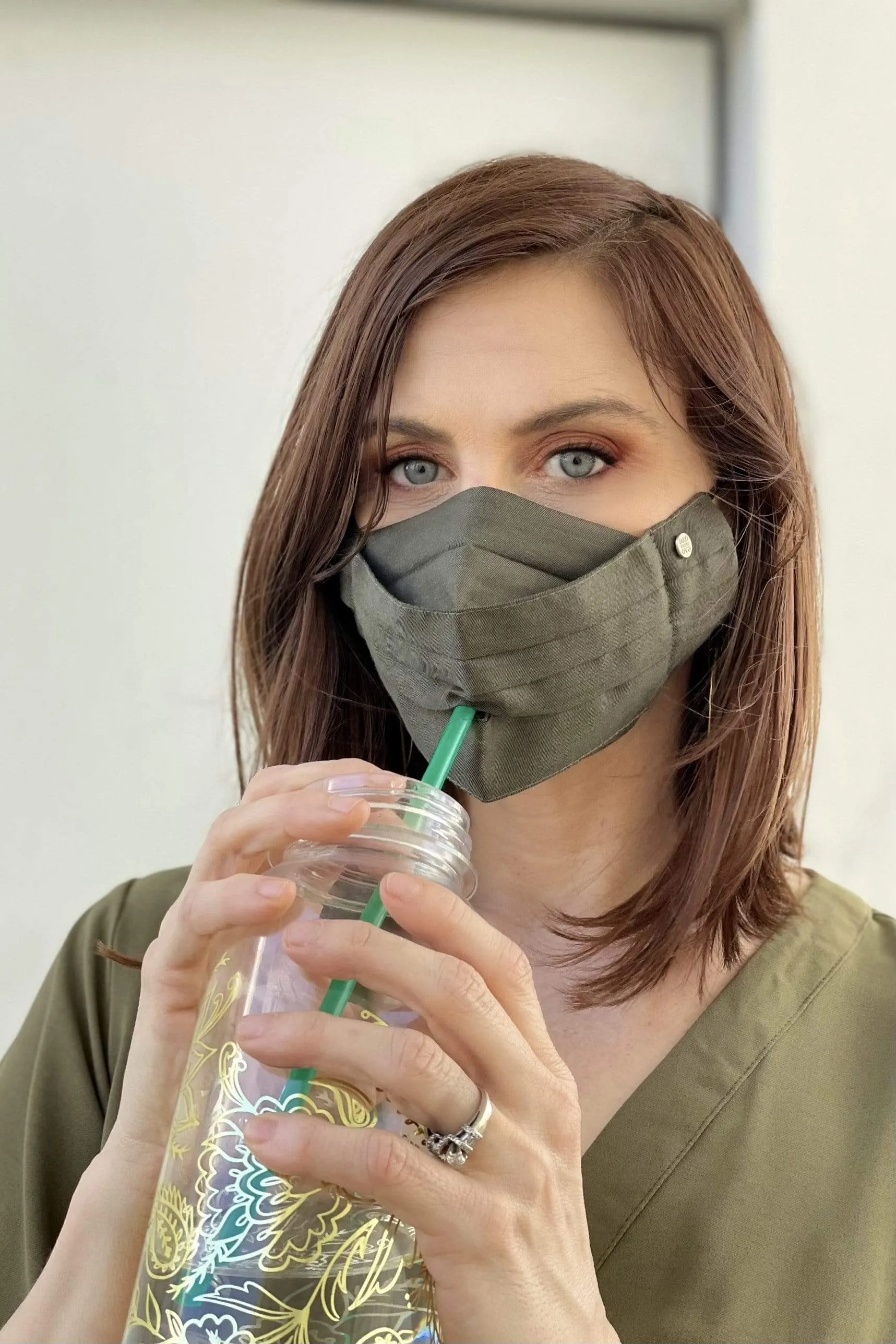 Safely Sip Mask in Olive
