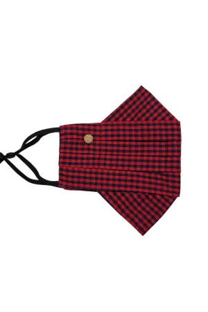 Safely Sip Mask in Red and Black Gingham