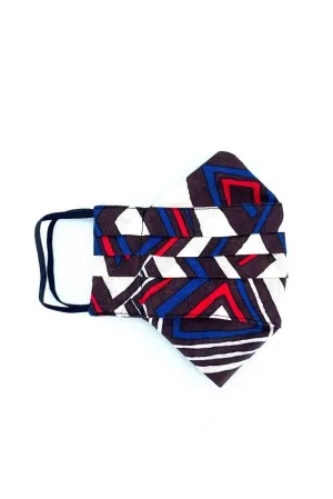 Safely Sip Mask in Red Deco Diamond Print