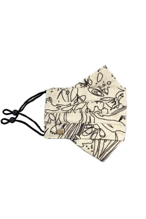 Safely Sip Mask Linen Line Art Floral