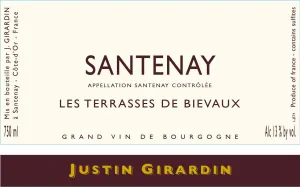 Santenay Blanc ‘Les Terrasses de Bievaux" Justin Girardin 2020/21/22