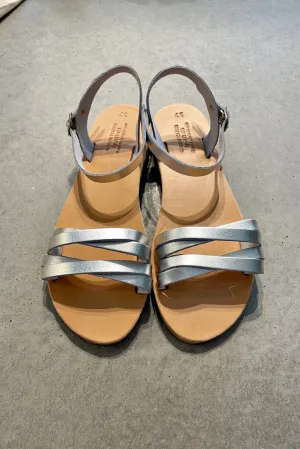 SANTORINI GREEK LEATHER SANDAL SILVER