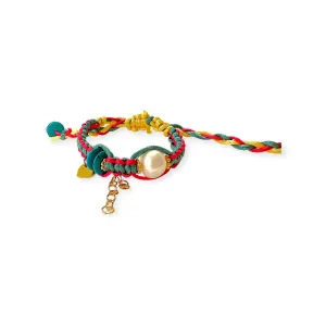 Santorini Tropical Sunrise Pearl Turquoise Gold Rocker Silk Bracelet