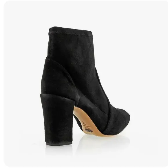 Schutz Ditte Stretch Leather Ankle Boots $260 8 11 Black Suede Block Heel NEW