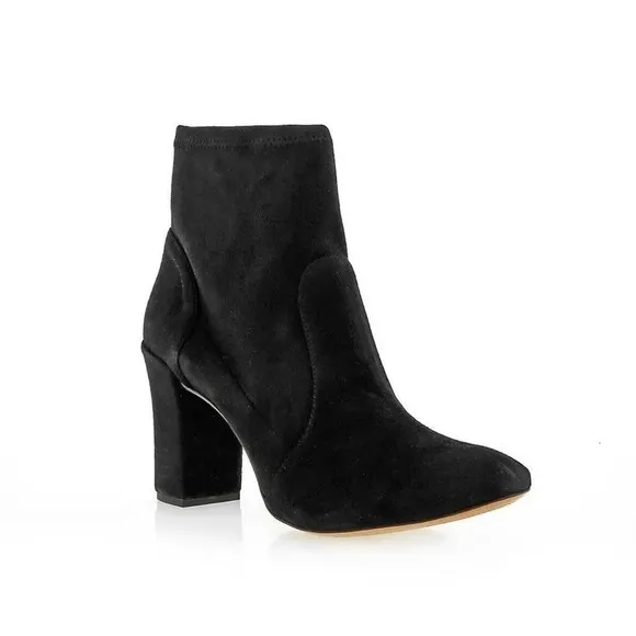 Schutz Ditte Stretch Leather Ankle Boots $260 8 11 Black Suede Block Heel NEW