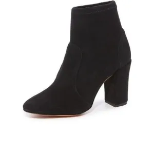 Schutz Ditte Stretch Leather Ankle Boots $260 8 11 Black Suede Block Heel NEW