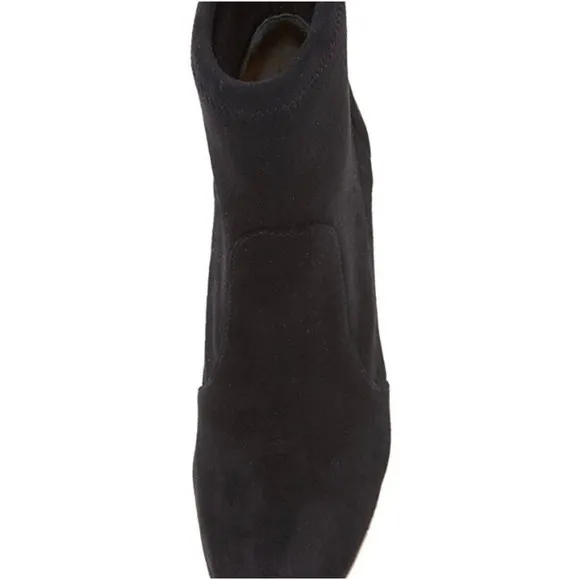 Schutz Ditte Stretch Leather Ankle Boots $260 8 11 Black Suede Block Heel NEW