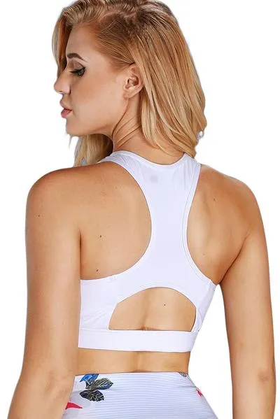 Scoop Neck Hollow-out Back Sport Bra Top