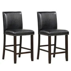 Set of 2 PVC Leather Bar Stools with Back for Kitchen Island - Color: Black