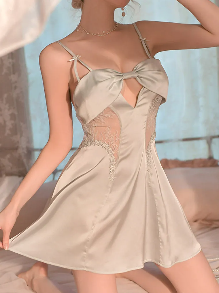 Sexy Bow Lace Inset Slip