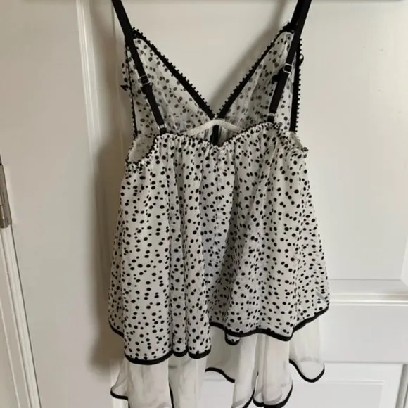 Sexy Chiffon Flyaway Front Polka Dot Babydoll Slip