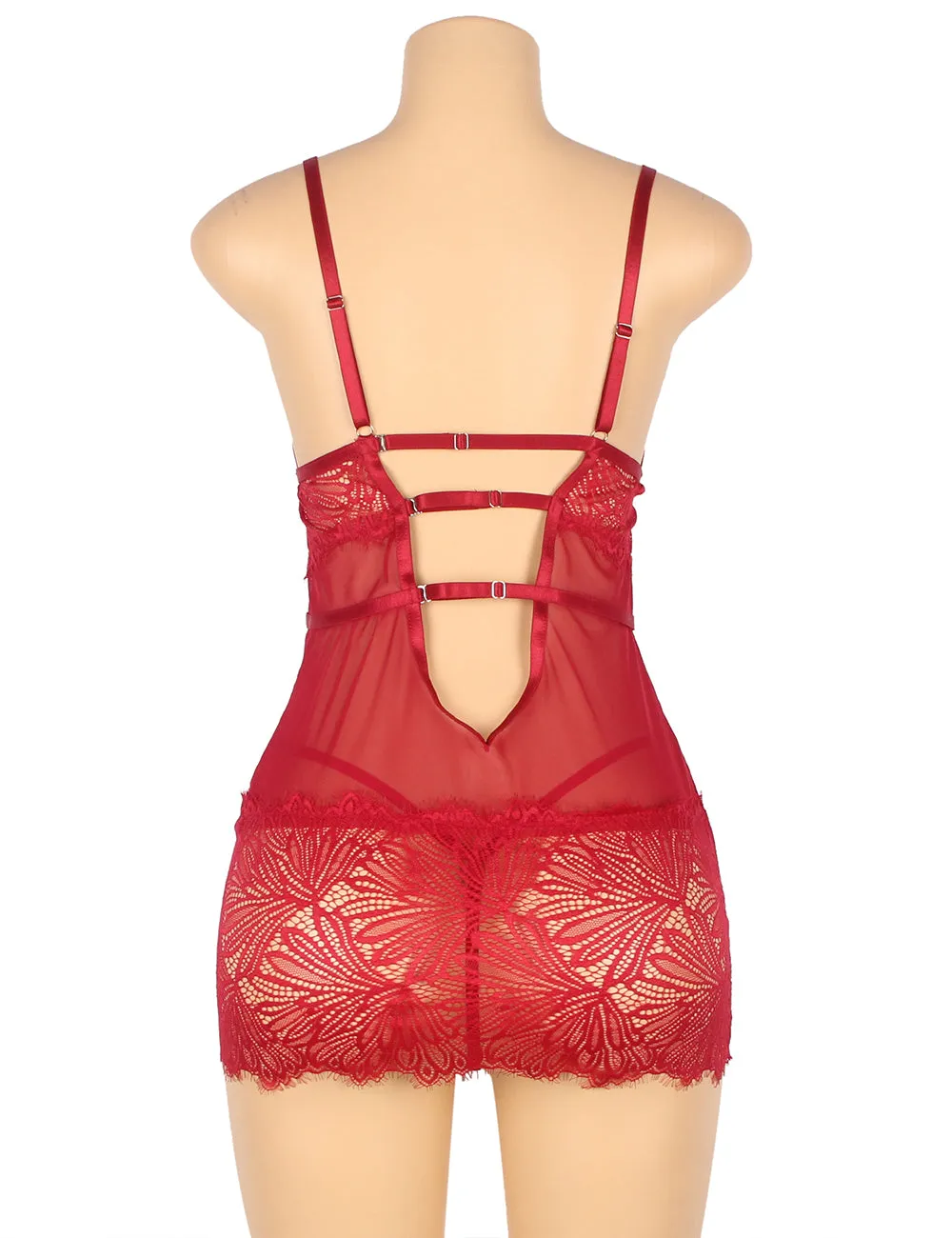 Sexy Lace Tight Adjustable Shoulder Straps Black & Red Babydoll Egypt