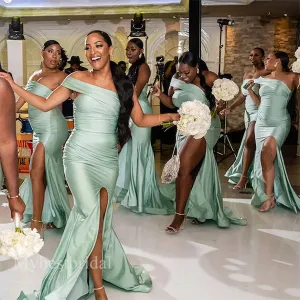 Sexy One shoulder Sleeveless Mermaid Bridesmaid Dressess, BDS0348
