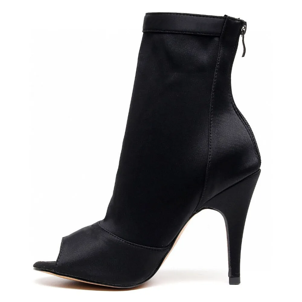Shabina - Black Lycra - Suede Sole - Dance Floor Only