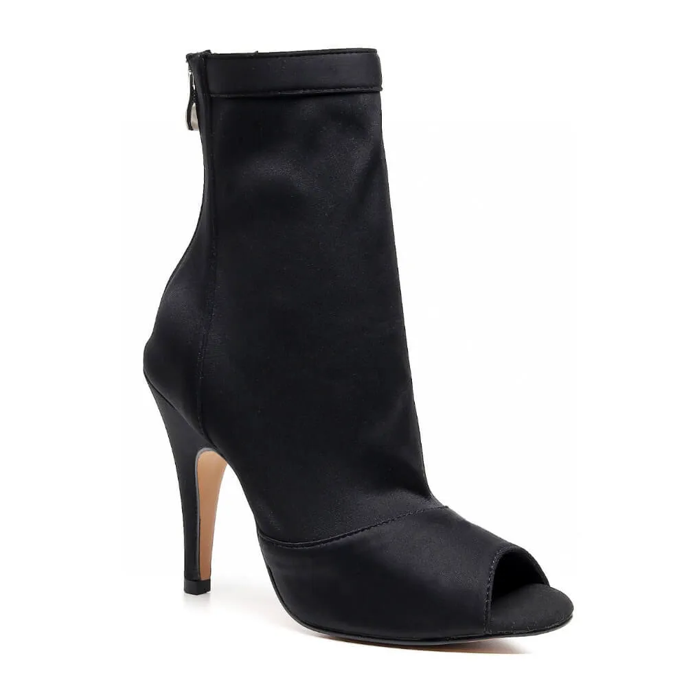 Shabina - Black Lycra - Suede Sole - Dance Floor Only