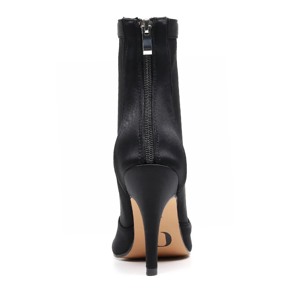 Shabina - Black Lycra - Suede Sole - Dance Floor Only