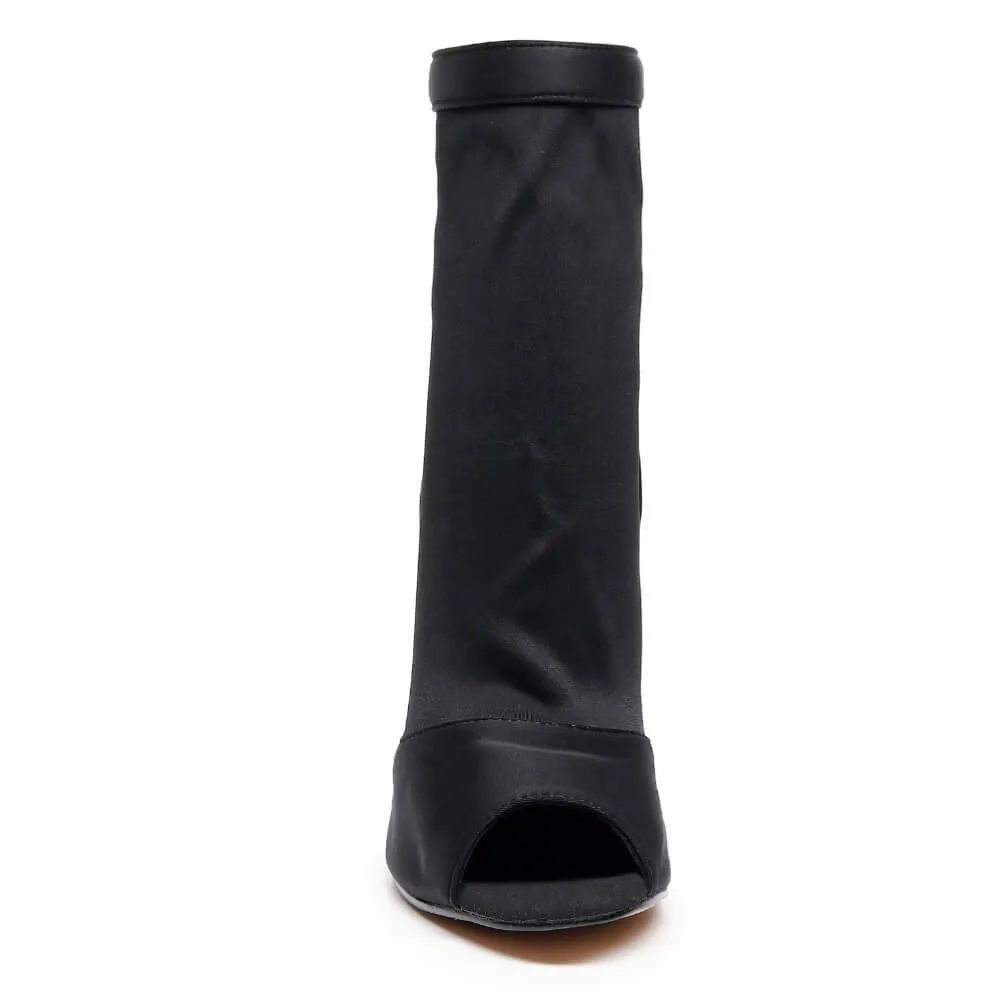 Shabina - Black Lycra - Suede Sole - Dance Floor Only