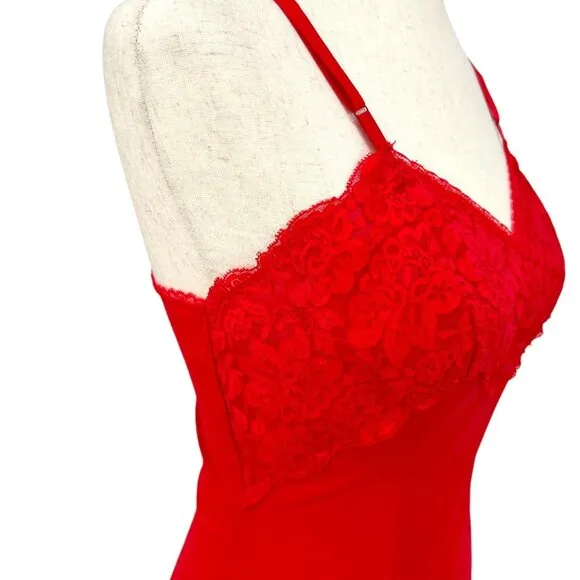 Shadowline Vintage Red Lingerie Slip Dress | 34 Small