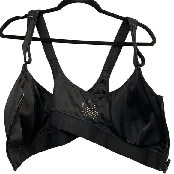 SHEFIT Women Sports Bra Size 38 Black Front Closure High Impact Running 80-18