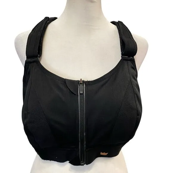 SHEFIT Women Sports Bra Size 38 Black Front Closure High Impact Running 80-18