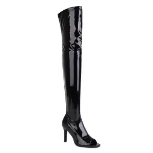 Shiny Black Women’s Open Toe Boots