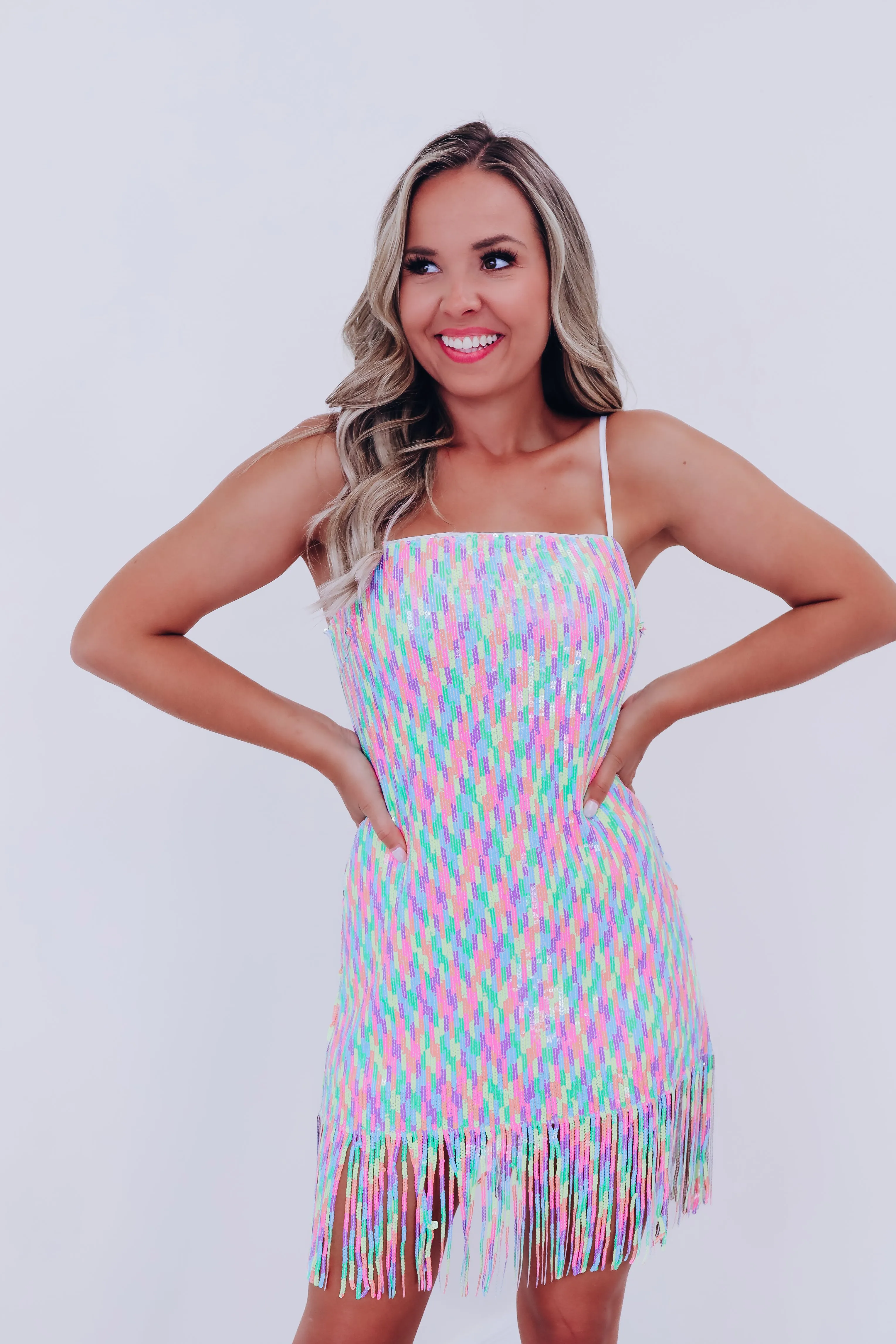 Shoshoni Sequin Fringe Mini Dress - Multi