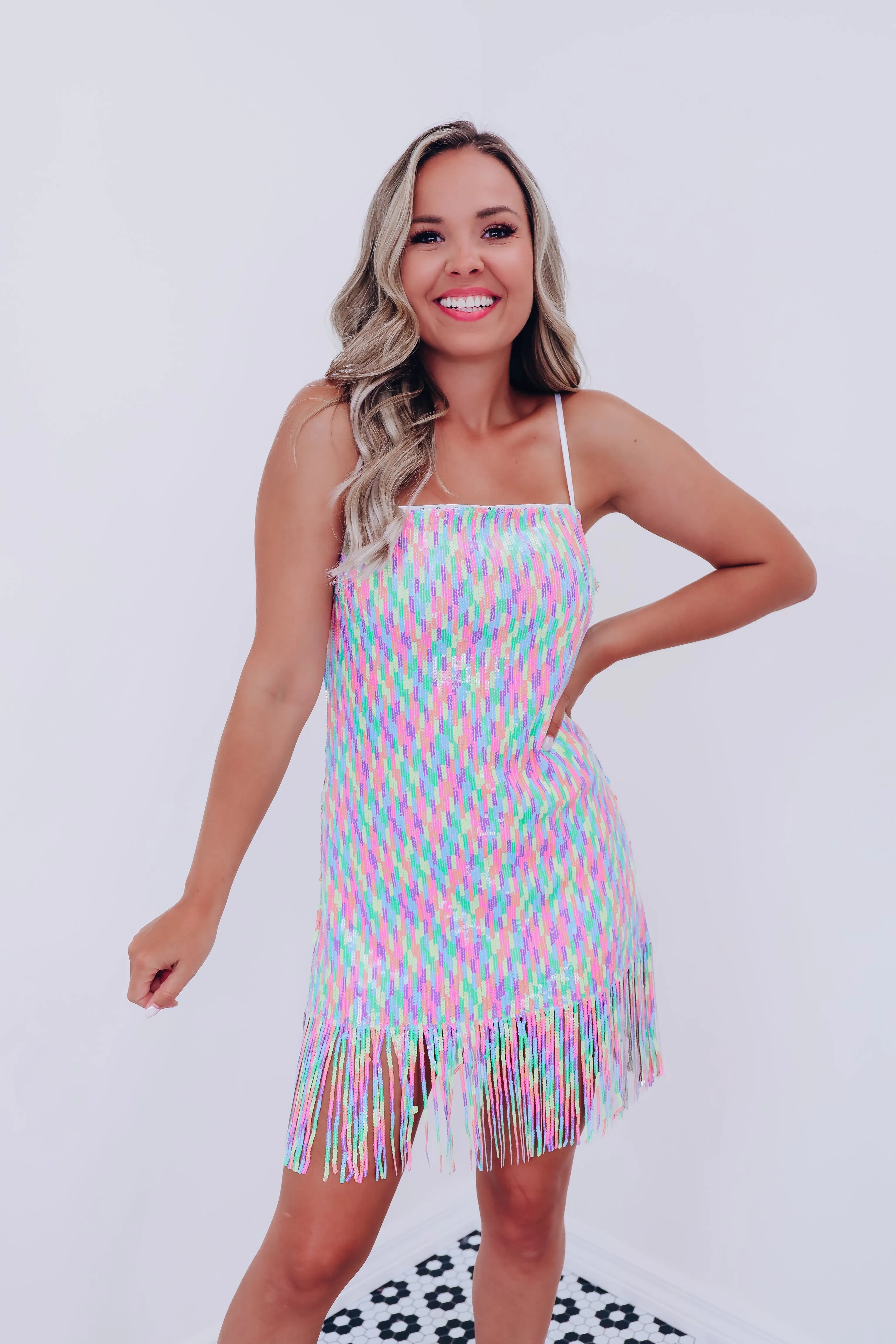 Shoshoni Sequin Fringe Mini Dress - Multi