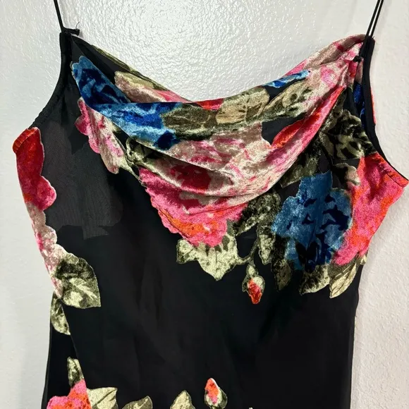 Show Me Your MuMu Sabine Slip Velvet Floral Mini Dress Medium FLAW